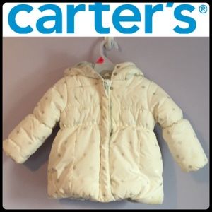 Carter’s White snowflake puffer jacket 18 mths